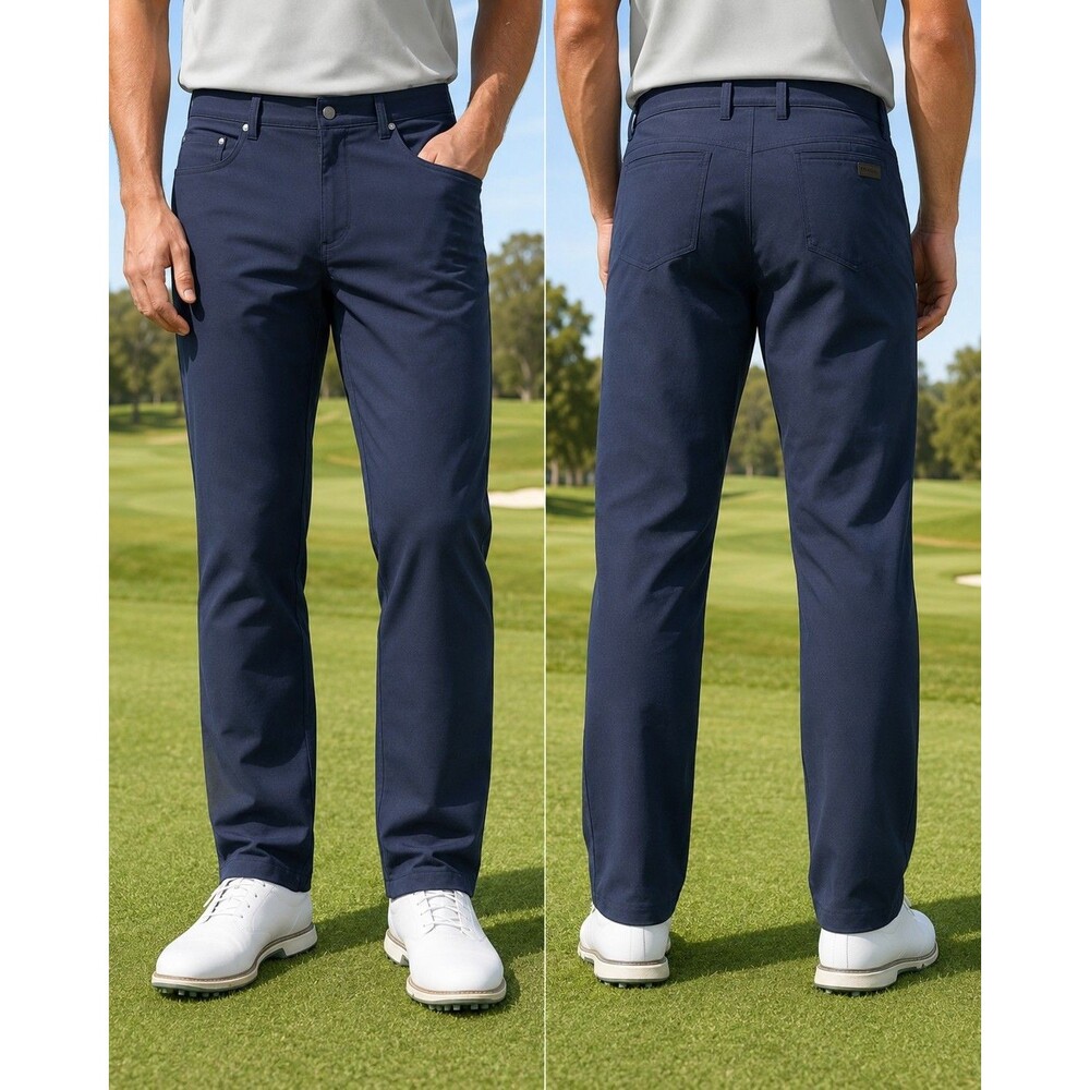 Greg Norman Men 34x34 Navy Blue Stretch Performance Golf Pants Straight Leg Chic